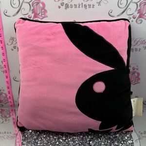 PLAYBOY bunny pillow y2k soft 2000s rare Pink and Black Bunny Accent Pillow